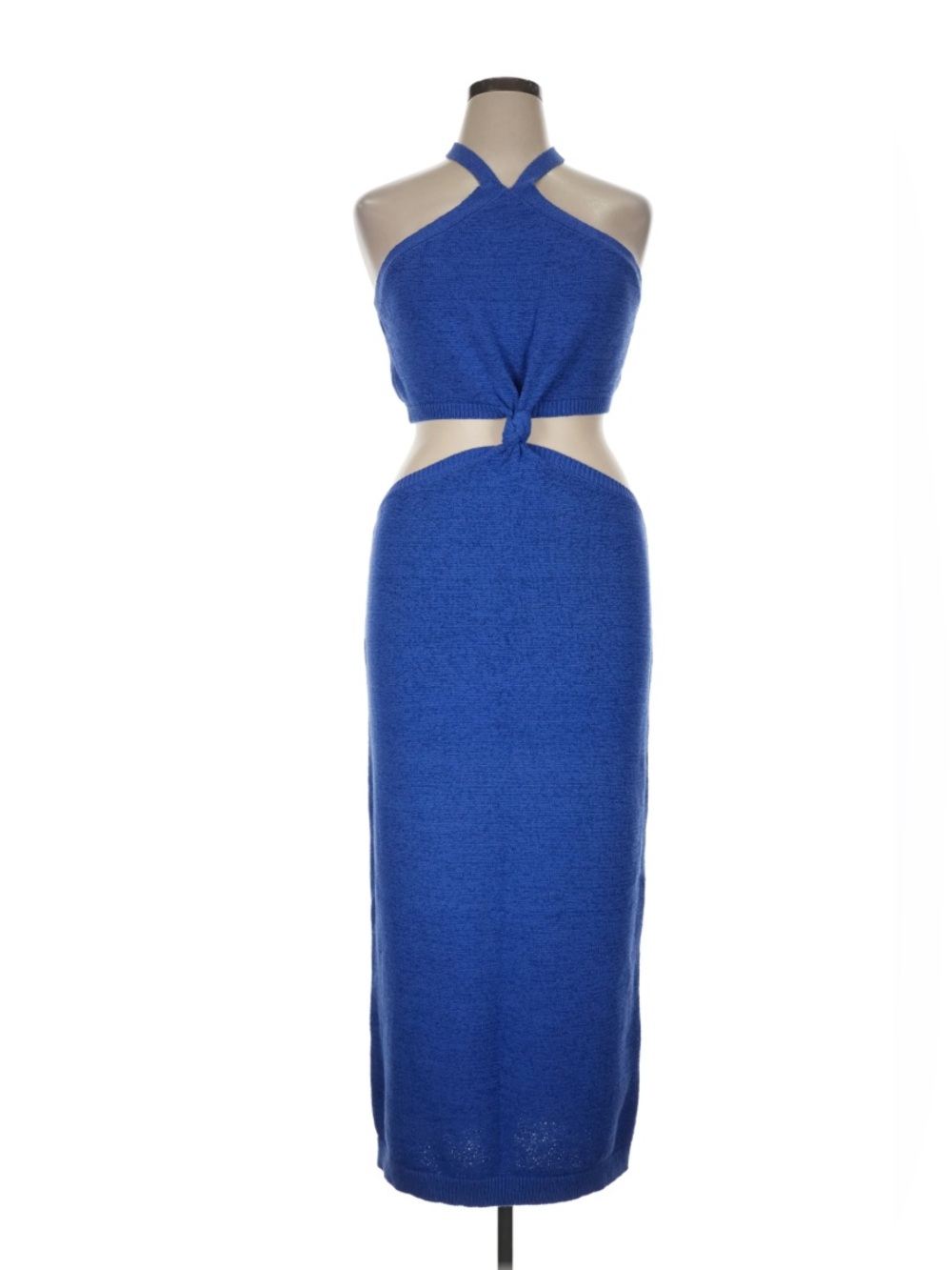 Express Royal Blue Halter Knot Cutout Maxi Dress